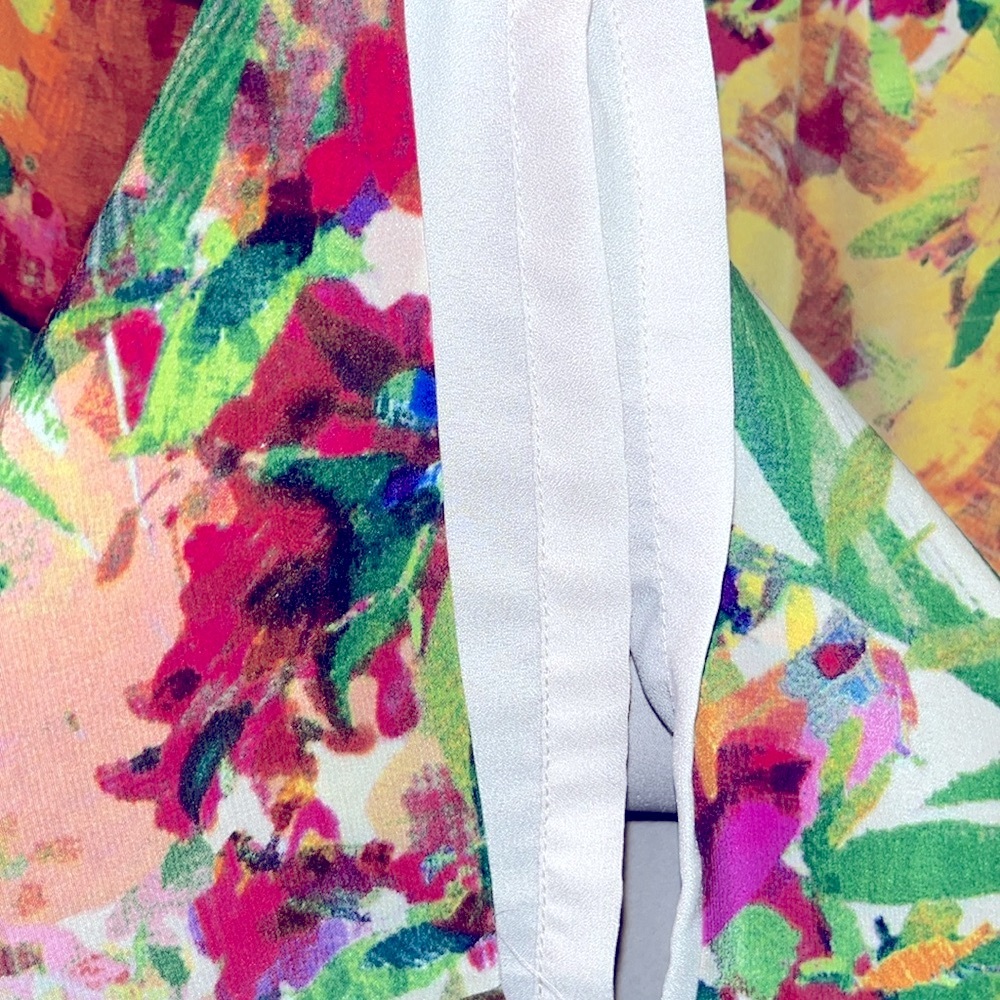 Suzi Chin For Maggie Silk Asymmetrical Sleeveless Dress Size 6 Vibrant Colors - Picture 5 of 13